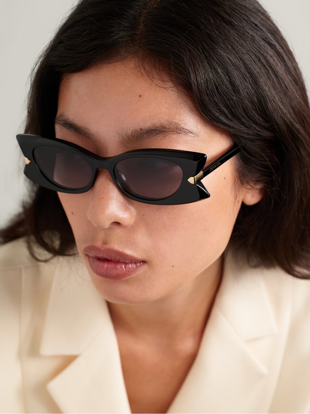 New Dior DiorButterfly S2I 10A1 Black Cat-Eye Sunglasses Gold Accents Authentic